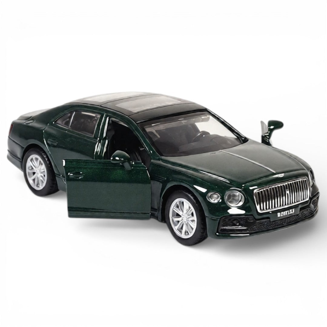 MSZ 1:47 Bentley Flying Spur Hybrid Die-Cast Model Car – Green | Pull Back, Openable Doors (67730)