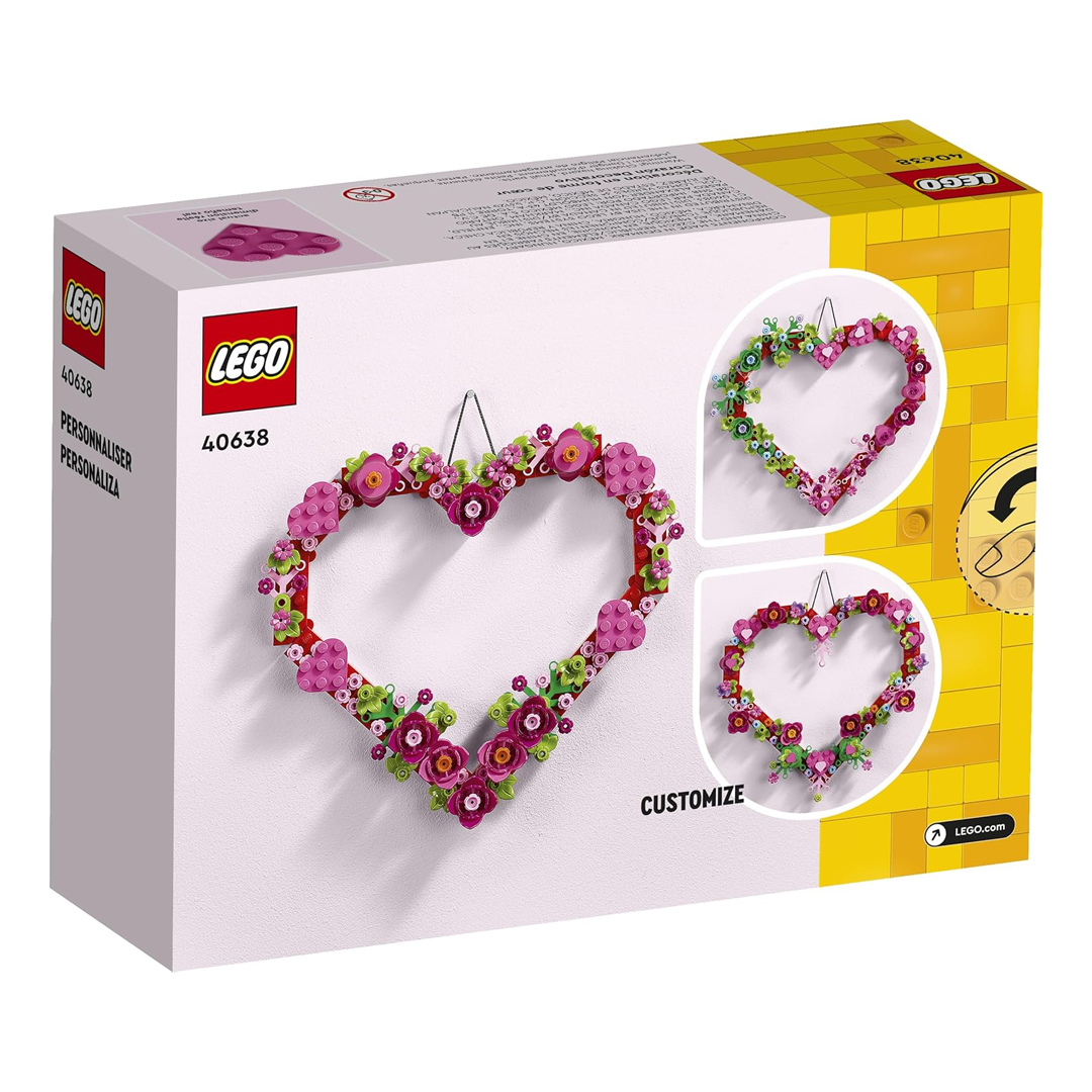 LEGO 40638 Heart Ornament Building Toy Kit, Heart Shaped Arrangement of Artificial Flowers (254 Pieces)