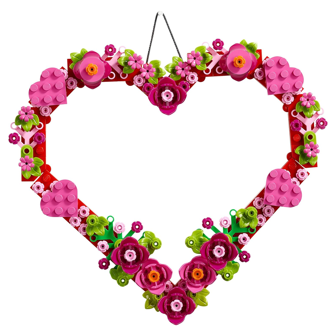 LEGO 40638 Heart Ornament Building Toy Kit, Heart Shaped Arrangement of Artificial Flowers (254 Pieces)