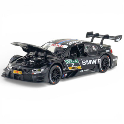 RMZ Hobby 1:32 BMW M4 DTM Die-Cast Model Car – Black|Pull Back, Openable Doors, Light & Sound (664999)
