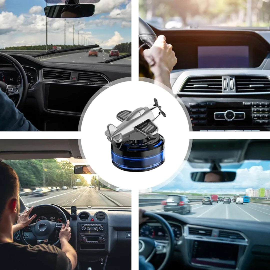 Solar Car Air Freshener - Airplane Fragrance Diffuser | Car Air Diffuser | Airplane Rotating Car Aromatherapy | Car Rotation Perfume Diffuser - Jaiman Toys