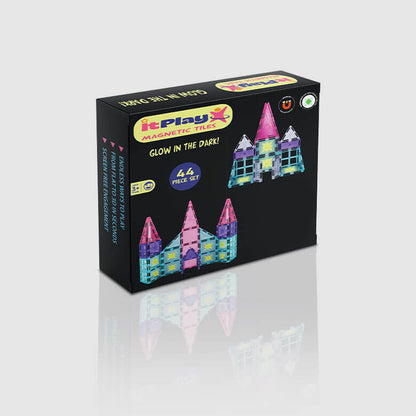ITPLAY Glow Magnetic Tiles 44 Pcs Educational Construction Building Set for Kids