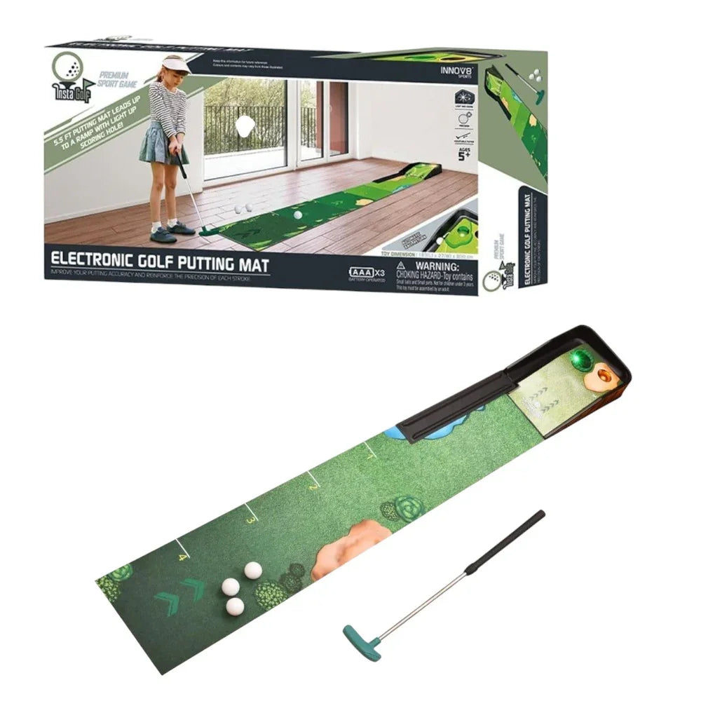 Innov8 Electronic Golf Putting Mat, Sound & LED Scoring Hole, Adjustable Putter, Kids 5+ - Jaiman Toys