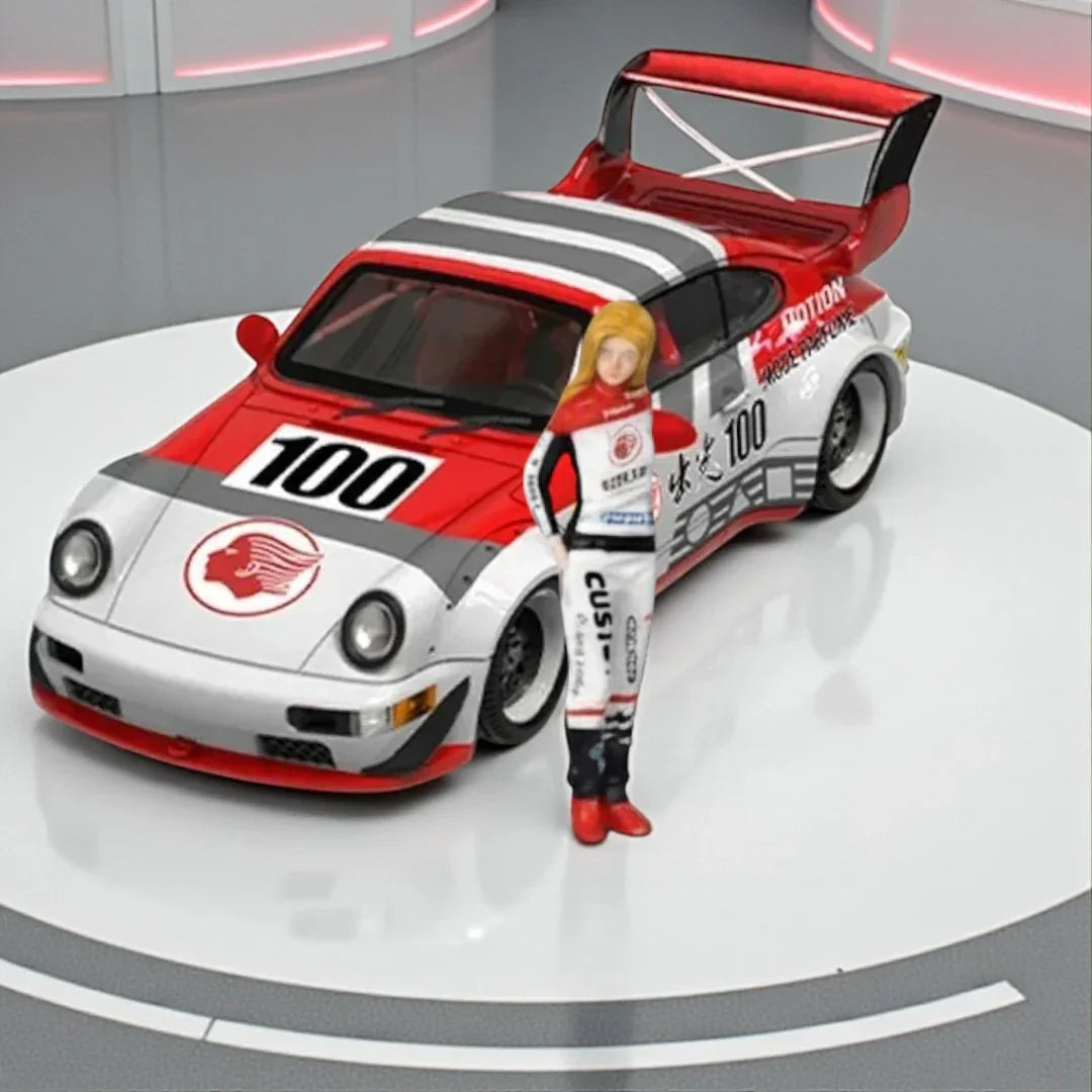 BSC 1:64 Toyota -Porsche RWB 964 Racing #100  SCALE DIECAST CAR  MODEL BY BSC MODEL– ( WITH FIGURE )