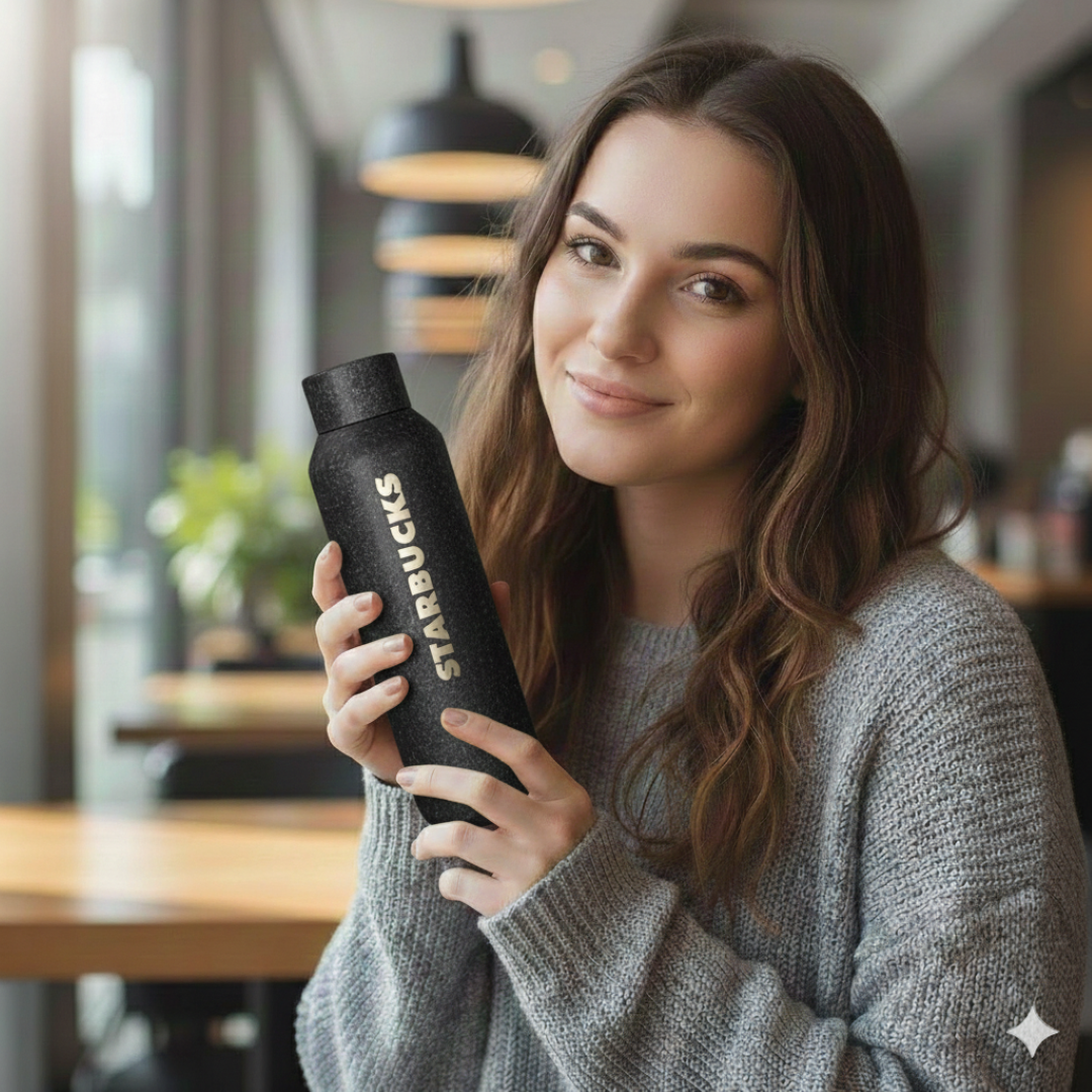 Starbucks 500ml Style Glossy Glitter Vacuum Insulated Stainless Steel Water Bottle