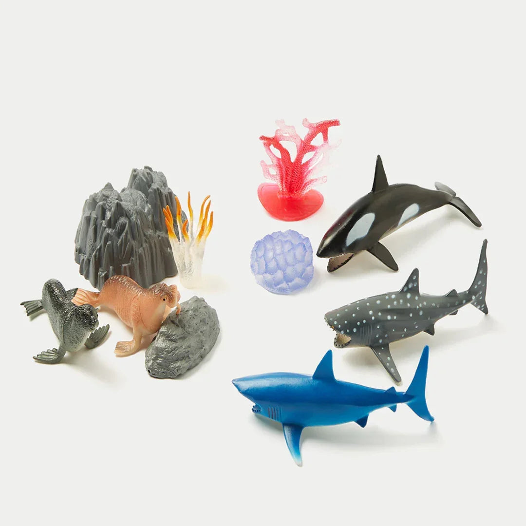 Ocean Animal Toy Jar – 15+ Marine Creatures with Accessories, Educational Sea Animal Figures for Kids, Pretend Play & Learning - Jaiman Toys