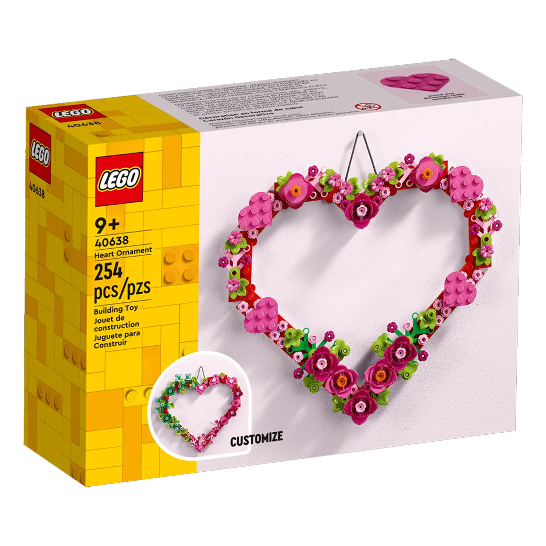 LEGO 40638 Heart Ornament Building Toy Kit, Heart Shaped Arrangement of Artificial Flowers (254 Pieces)