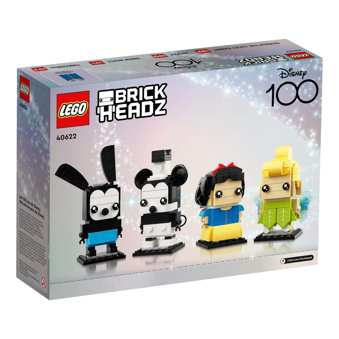 LEGO 40622 BrickHeadz Disney 100th Celebration Mickey Mouse, Snow White, Tinkerbell & Oswald The Lucky Rabbit (501 Pieces)