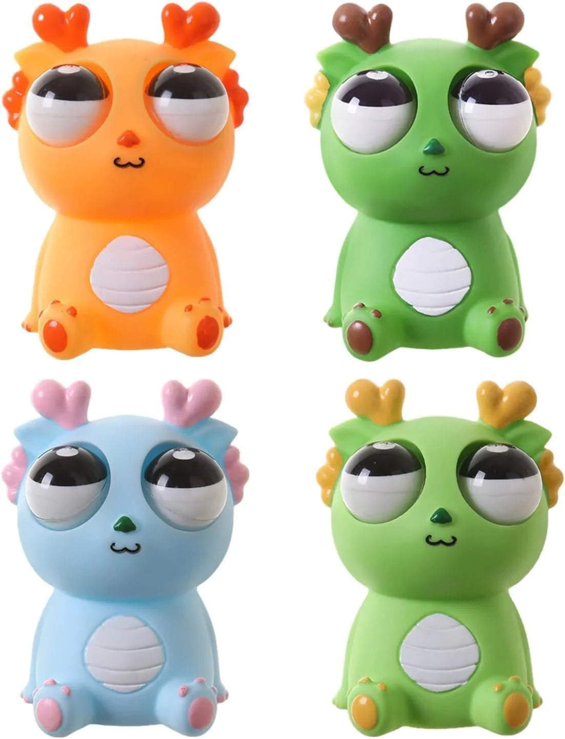 Squishy Dinosaur with Pop-Out Eyes Funny Dragon Pinch Toy 4 Pieces - Jaiman Toys