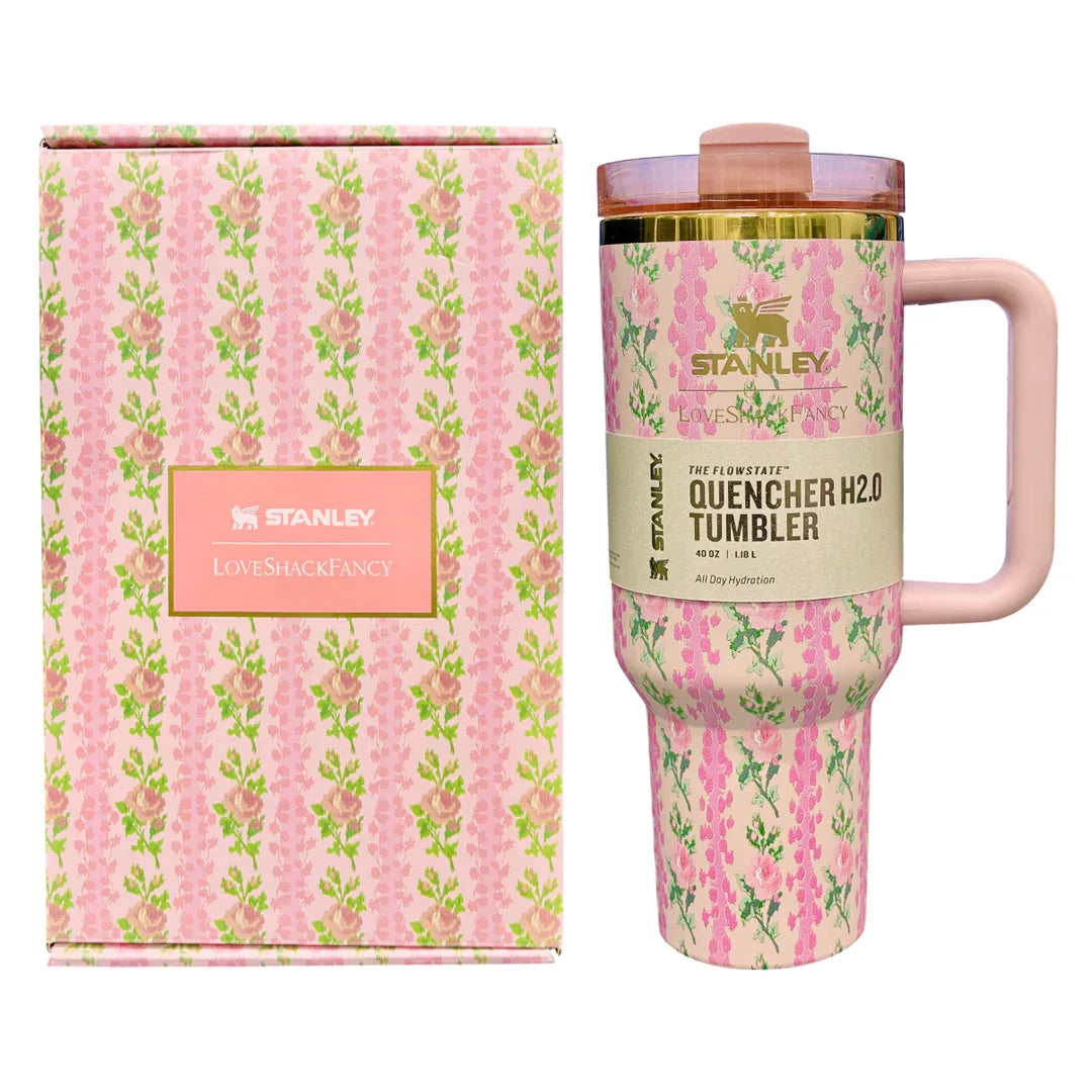 Stanley x LoveShackFancy Quencher H2.0 – 40 Oz Floral Glam Tumbler with Straw - Jaiman Toys