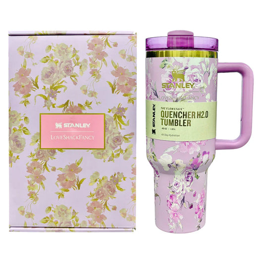 STANLEY LoveShack Fancy Quencher H2.0 FlowState Stainless Steel Vacuum Insulated Tumbler with Lid and Straw for Water, Iced Tea or Coffee (Heather, 40 oz) - Jaiman Toys