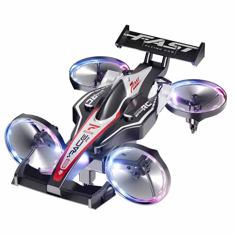 2-in-1 RC Flying Car Drone Toy – 2.4GHz Mini Flying Stunt Car with LED Lights, Indoor Quadcopter for Kids