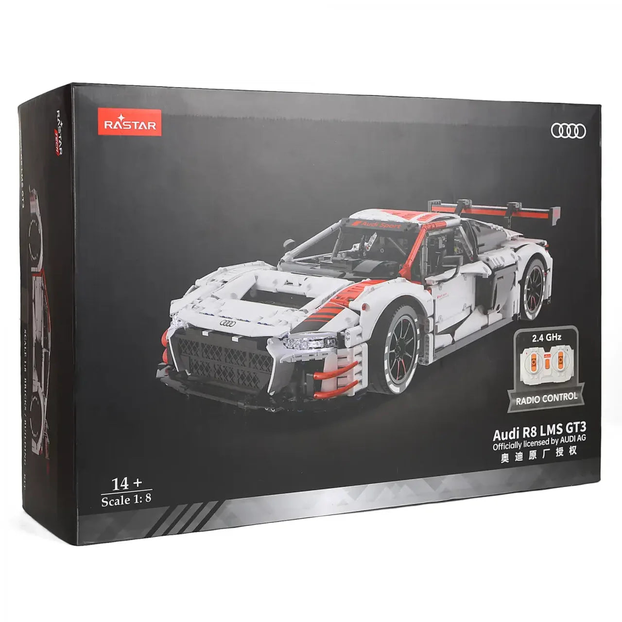 Rastar 1:8 Scale Audi R8 LMS GT3 Building Bricks Set – 3322 Pieces Remote Control Racing Car