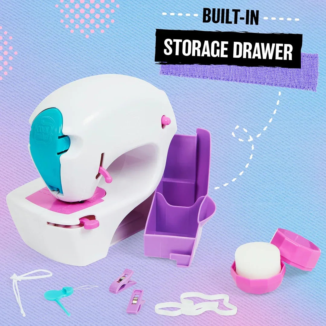 Cool Maker, Stitch ‘N Style Fashion Studio, Pre-Threaded Sewing Machine Toy with Fabric and Water Transfer Prints, Arts Crafts Kids Toys