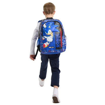 Smiggle Sonic the Hedgehog Classic School Backpack – 16 Inch Kids Bag with Laptop Sleeve, Zippered Compartments & Dual Bottle Holders