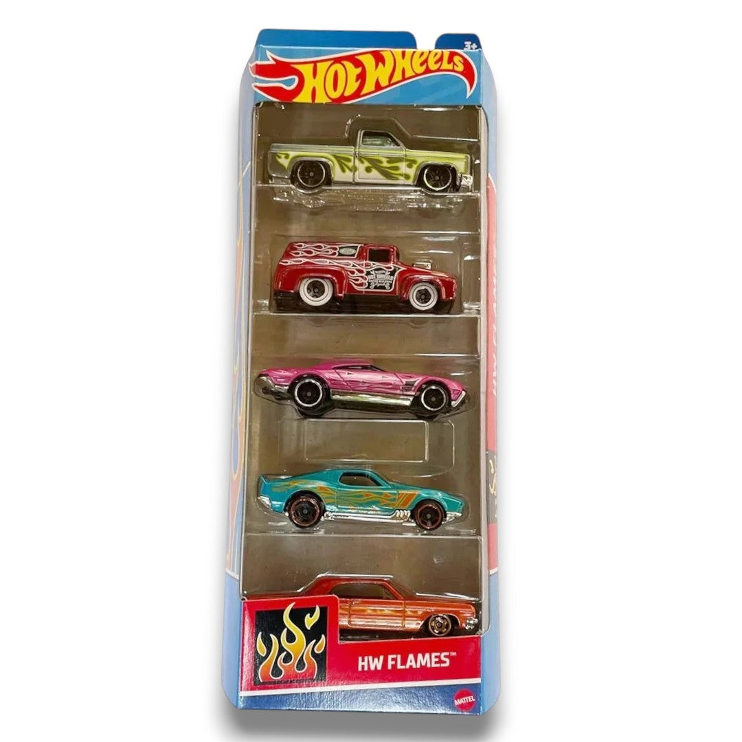 Hot Wheels HW Flames 5-Pack Die-Cast Cars Set | Mattel 1:64 Scale Toy Vehicles