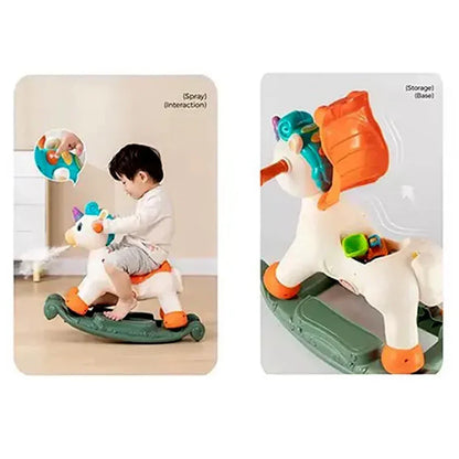 Hola Toys Musical Unicorn – 3-in-1 Rocking Spray Ride-On for Kids (18 Months to 8+ Years) - Jaiman Toys