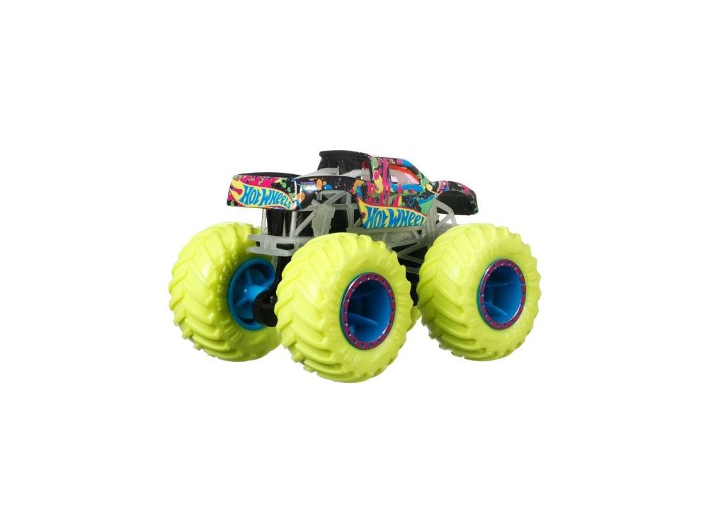 Hot Wheels Monster Trucks Podium Crasher Glow in the Dark – Neon Monster Truck Toy