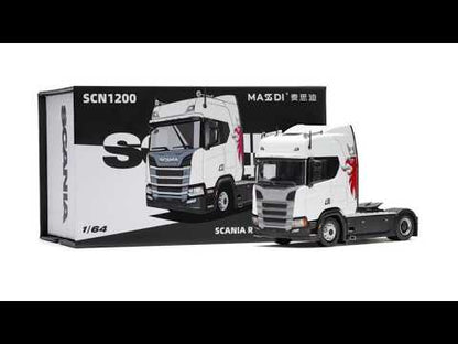 Masdi Diecast Scania R500 1:64 Scale Die-Cast Truck Model – Premium European Tractor Unit Collectible (White)
