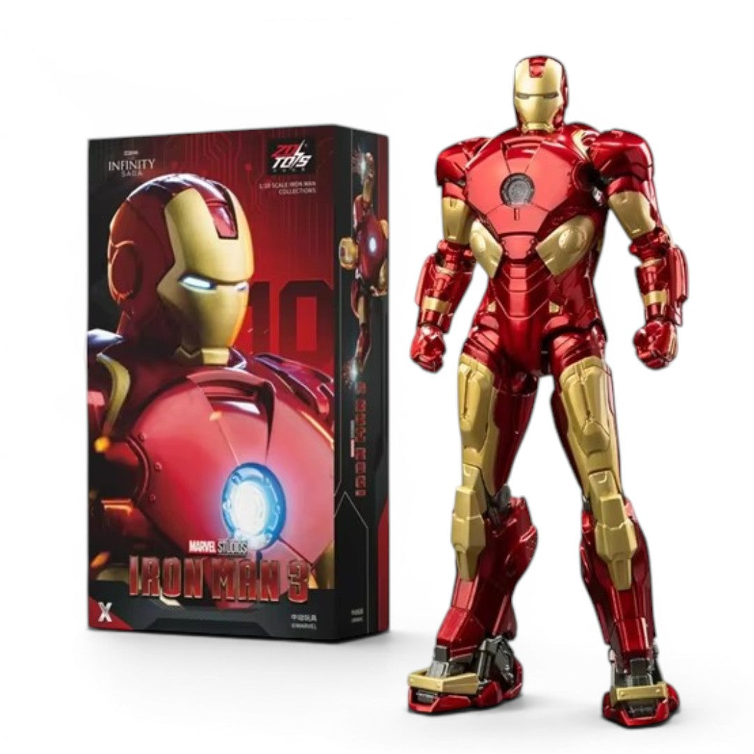 ZD Toys 1/10 Scale Iron Man Mark 10 Action Figure Non-Light-Up | Marvel Studios Iron Man 3 Collector Figure