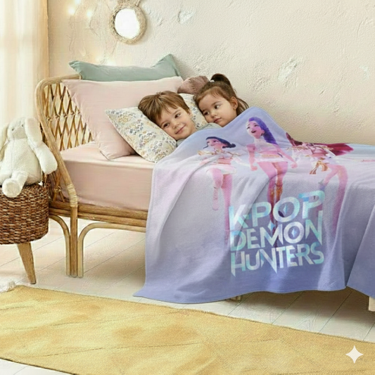 Kids Printed Blanket 150×200 cm | Extra-Large Soft & Cozy K-Pop Demon Hunters Design Blanket