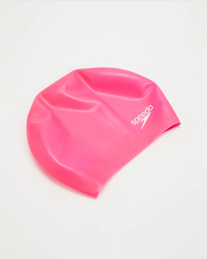 Speedo Long Hair Silicone Swim Cap | Premium Stretch Swimming Cap for Long Hair | Comfortable, Tear-Resistant & Ergonomic Fit | Adult & Youth | Pink