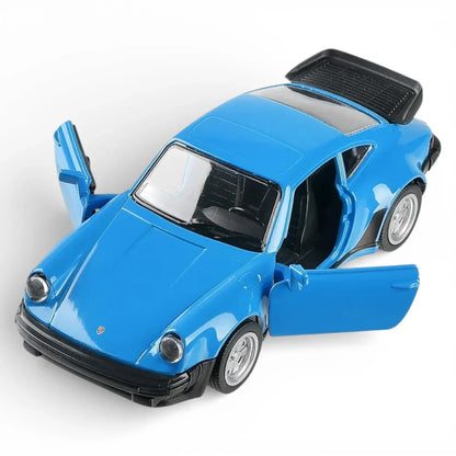 RMZ City 1:36 Porsche 911 Turbo 3.3 Die-Cast Car | Pull Back & Go | Openable Doors | Red / Blue