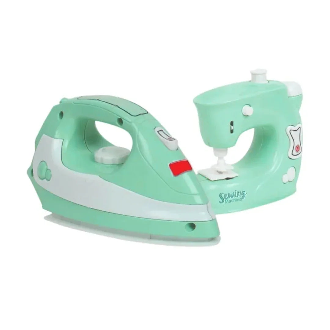 Pablo Honey Mini Iron & Sewing Machine Household Play Set (Blue) - Jaiman Toys