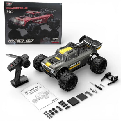 MJX Hyper GO 10210 1:10 Brushless 4WD RC Truck – 2S/3S Compatible | High-Speed RTR Off-Road Monster Truck | 2.4GHz Control (Grey)