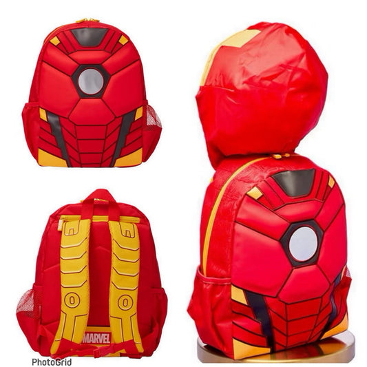 Marvel x Smiggle Iron Man Junior Character Hoodie Backpack – Kids Red & Gold Armor Suit School Bag