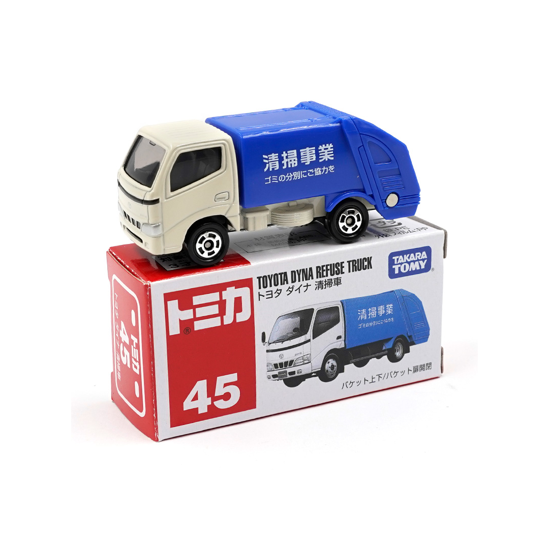 Tomica #45 Toyota Dyna Garbage Truck- TAKARA TOMY -Diecast Scale Model Car