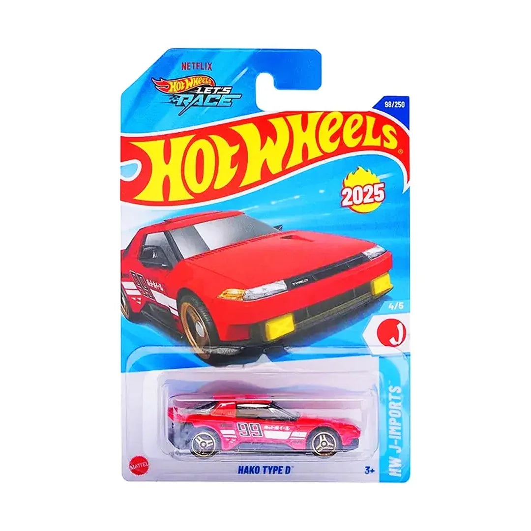 Hot Wheels 1:64 Scale 5-Car Set – Hako Type D, Arrow Dynamic HYX98, Track Dwagon HW Wagons, Netflix Let's Race Heavy Hitcher HW Metro & Rod Punk HW Modified