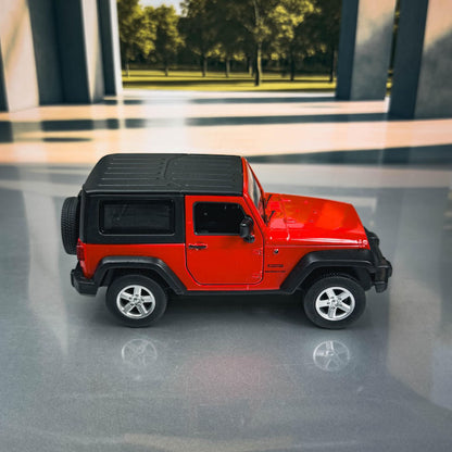 MSZ 1:32 Jeep Wrangler Die-Cast Model Car – Red | Pull Back Toy with Openable Doors, Light & Sound (68331)