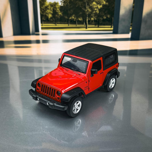 MSZ 1:32 Jeep Wrangler Die-Cast Model Car – Red | Pull Back Toy with Openable Doors, Light & Sound (68331)