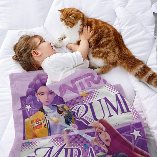 Kids Printed Blanket 150×200 cm | Extra-Large Soft & Cozy K-Pop Demon Hunters with Huntrix Design Blanket