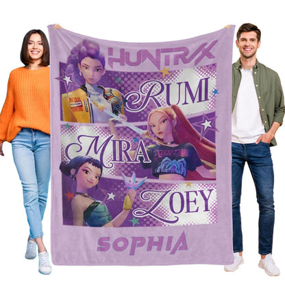 Kids Printed Blanket 150×200 cm | Extra-Large Soft & Cozy K-Pop Demon Hunters with Huntrix Design Blanket