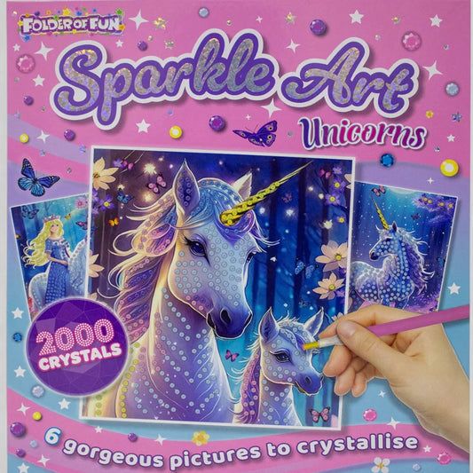 Sparkle Art Unicorn Crystal Craft Kit – 6 Picture Set with 2,000 Shimmering Crystals for Kids