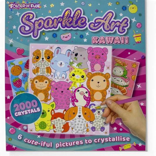 Sparkle Art Kawaii Crystal Craft Kit – 6 Cute Picture Set with 2,000 Crystals for Creative Kids