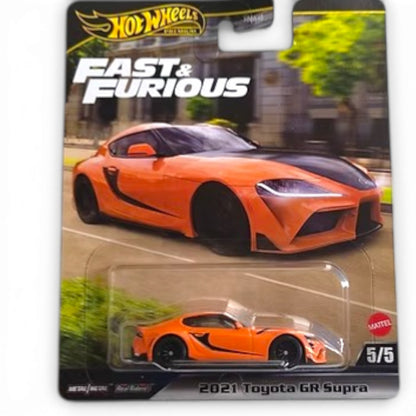 Hot Wheels Premium Fast & Furious 2021 Toyota GR Supra Die-Cast Car – Metal Body with Real Riders Tires