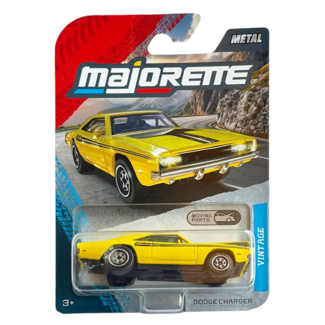 Majorette Dodge Charger Vintage 1:64 Scale Diecast Metal Car | Moving Parts | Classic Muscle Car | Official Licensed