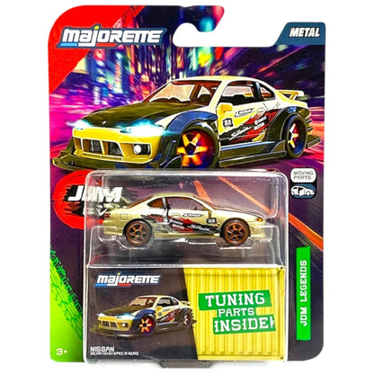 Majorette Nissan Silvia S15 Spec-R Aero 1:64 Die-Cast Car | JDM Legends Series | Tuning Parts Inside | Metal Body with Moving Parts | 3+