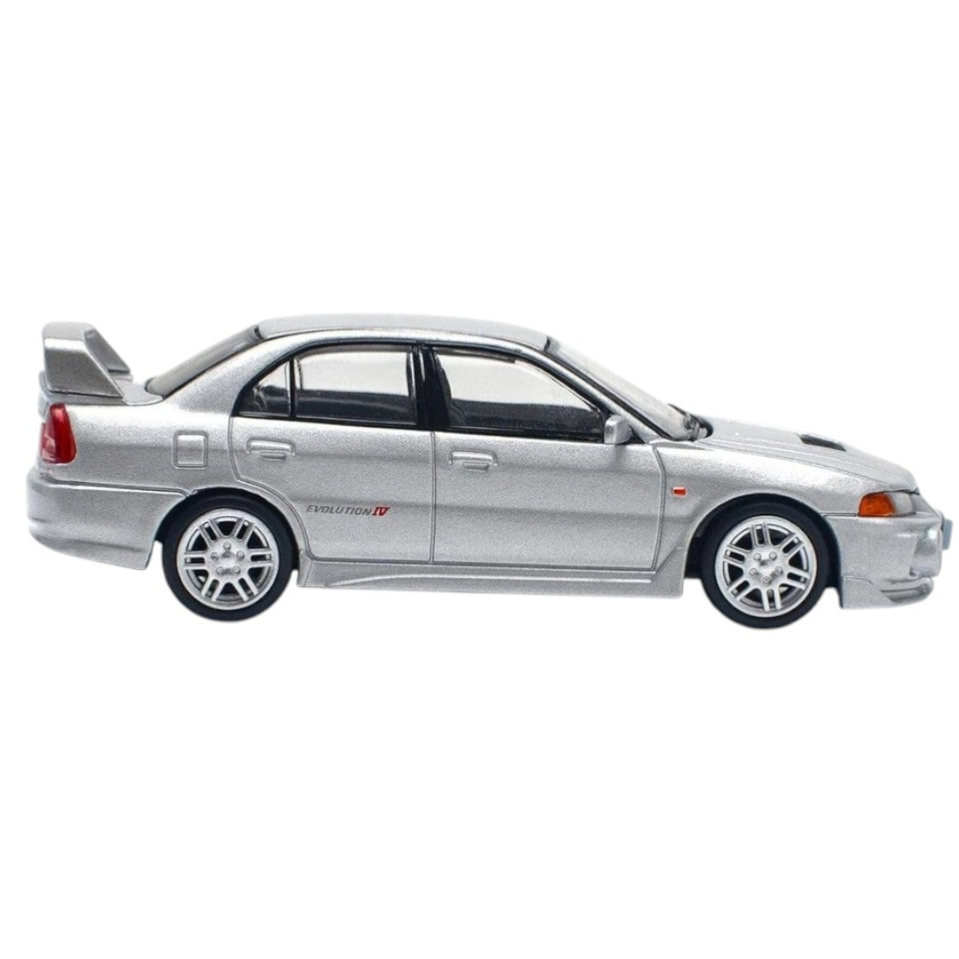 Pop Race PR64-140 Mitsubishi Lancer Evolution IV 1:64 Die-Cast Model Car | Silver | Collector Edition