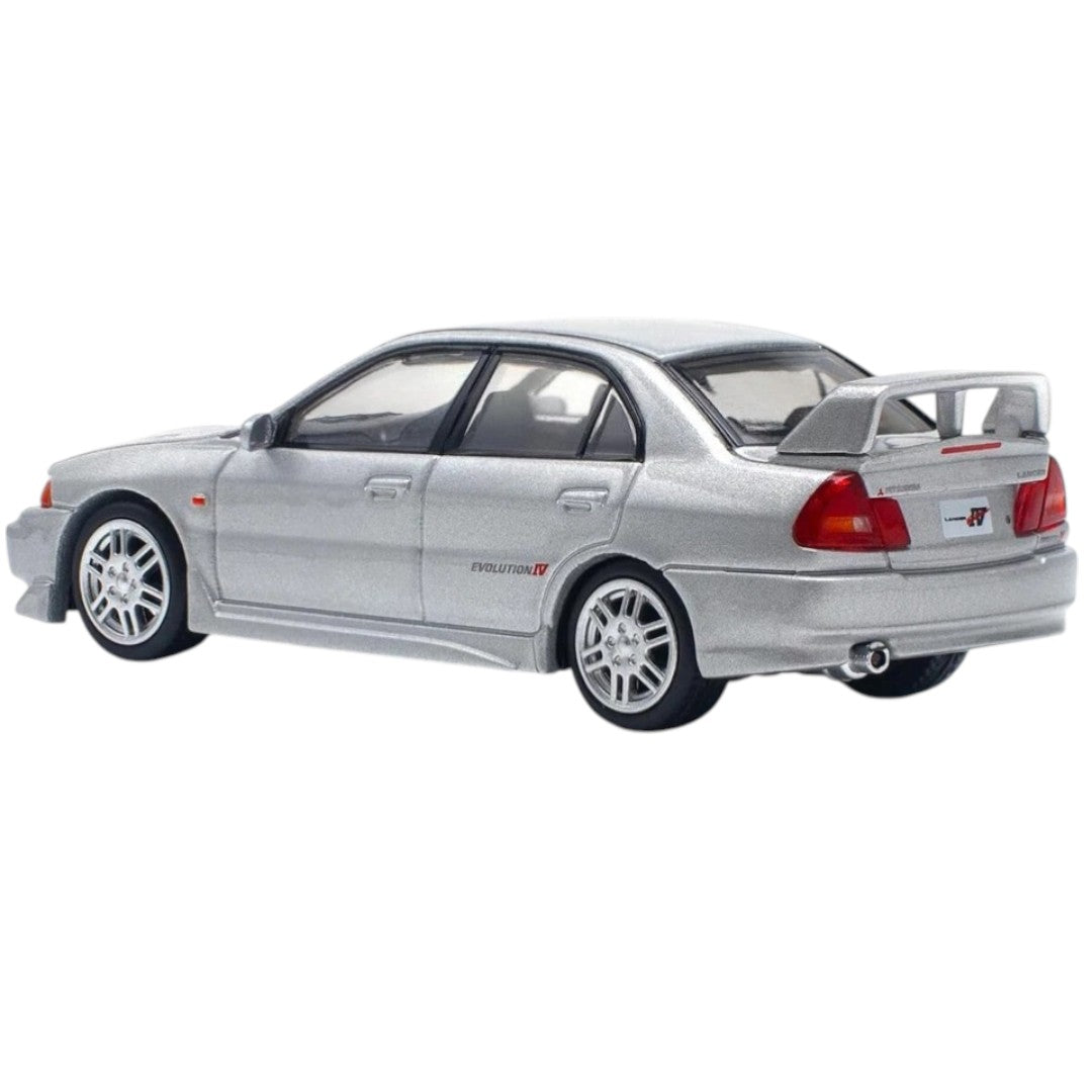 Pop Race PR64-140 Mitsubishi Lancer Evolution IV 1:64 Die-Cast Model Car | Silver | Collector Edition