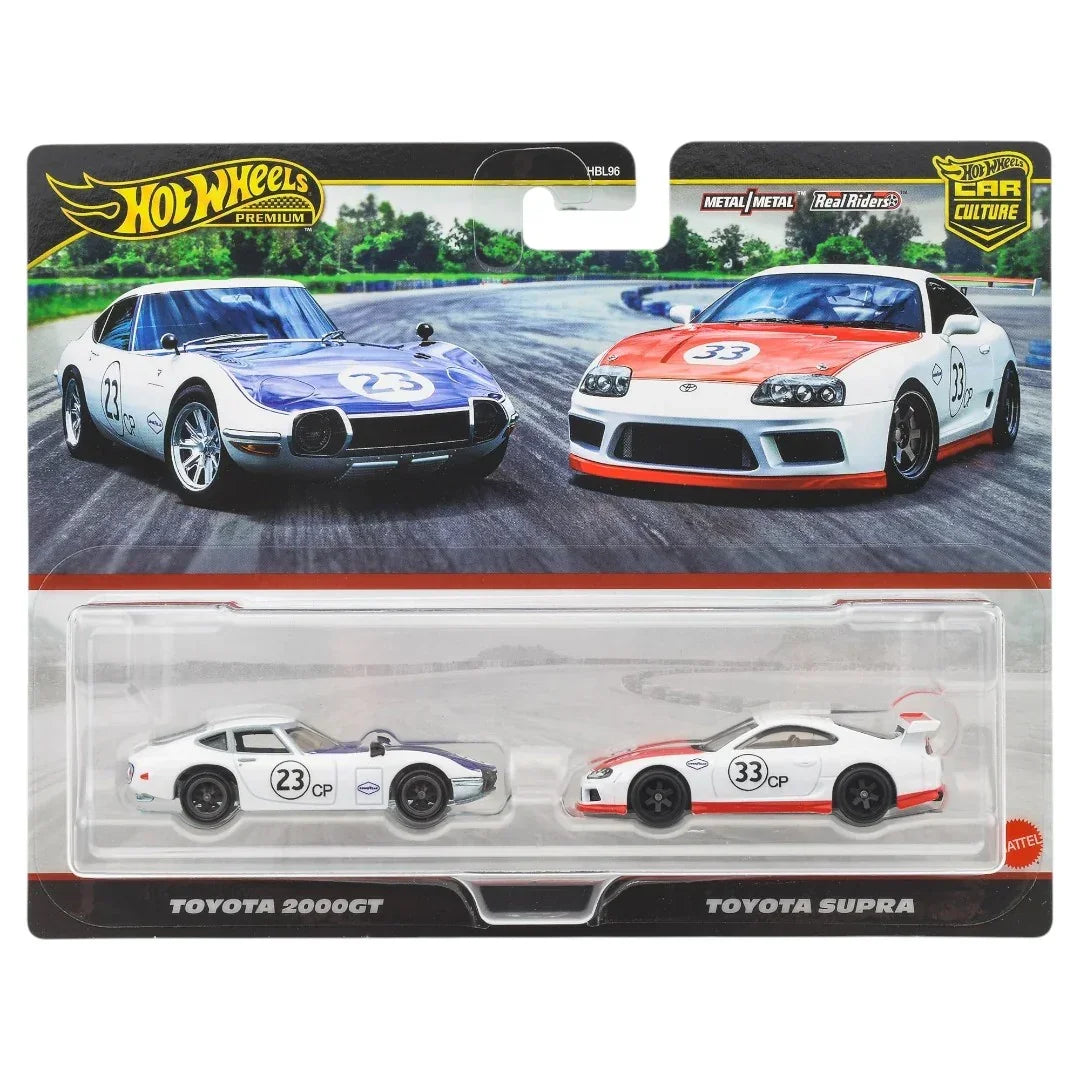 Hot Wheels Premium Car Culture Toyota 2000GT & Toyota Supra 2-Pack | Metal with Real Riders | Collector Set