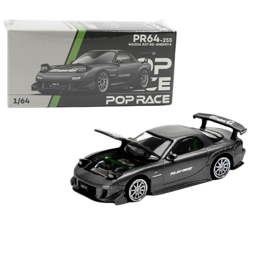 Pop Race PR64-255 Mazda RX-7 RE-Amemiya 1:64 Die-Cast Model Car – Opening Hood