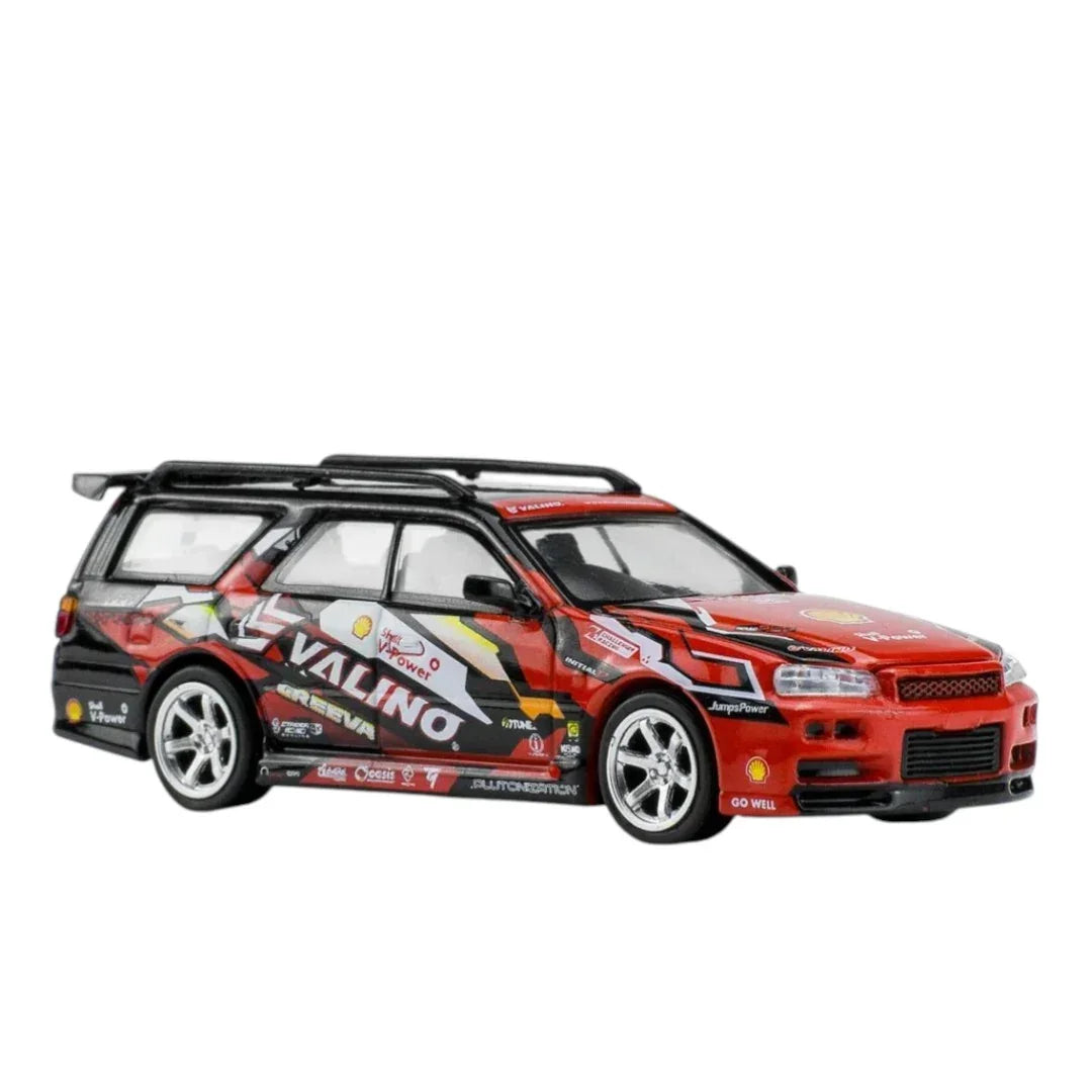 Pop Race PR64-38 Nissan Skyline GT-R R34 Shell V-Power Livery 1:64 Die-Cast Model Car