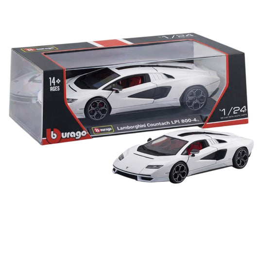 Bburago 1:24 Lamborghini Countach LPI 800-4 Die-Cast Model Car – White | Official Licensed Collectible