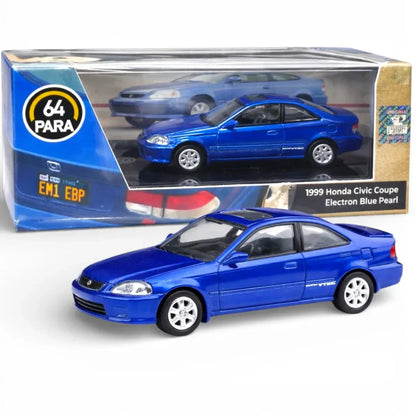 PARA64 1999 Honda Civic Coupe EM1 Electron Blue Pearl 1/64 Scale Diecast Model Car – JDM Collectible