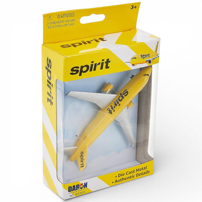 Daron 14cm Spirit Airlines Diecast Metal Airplane Model RT3874 – Official Yellow Commercial Aircraft Toy (3+)