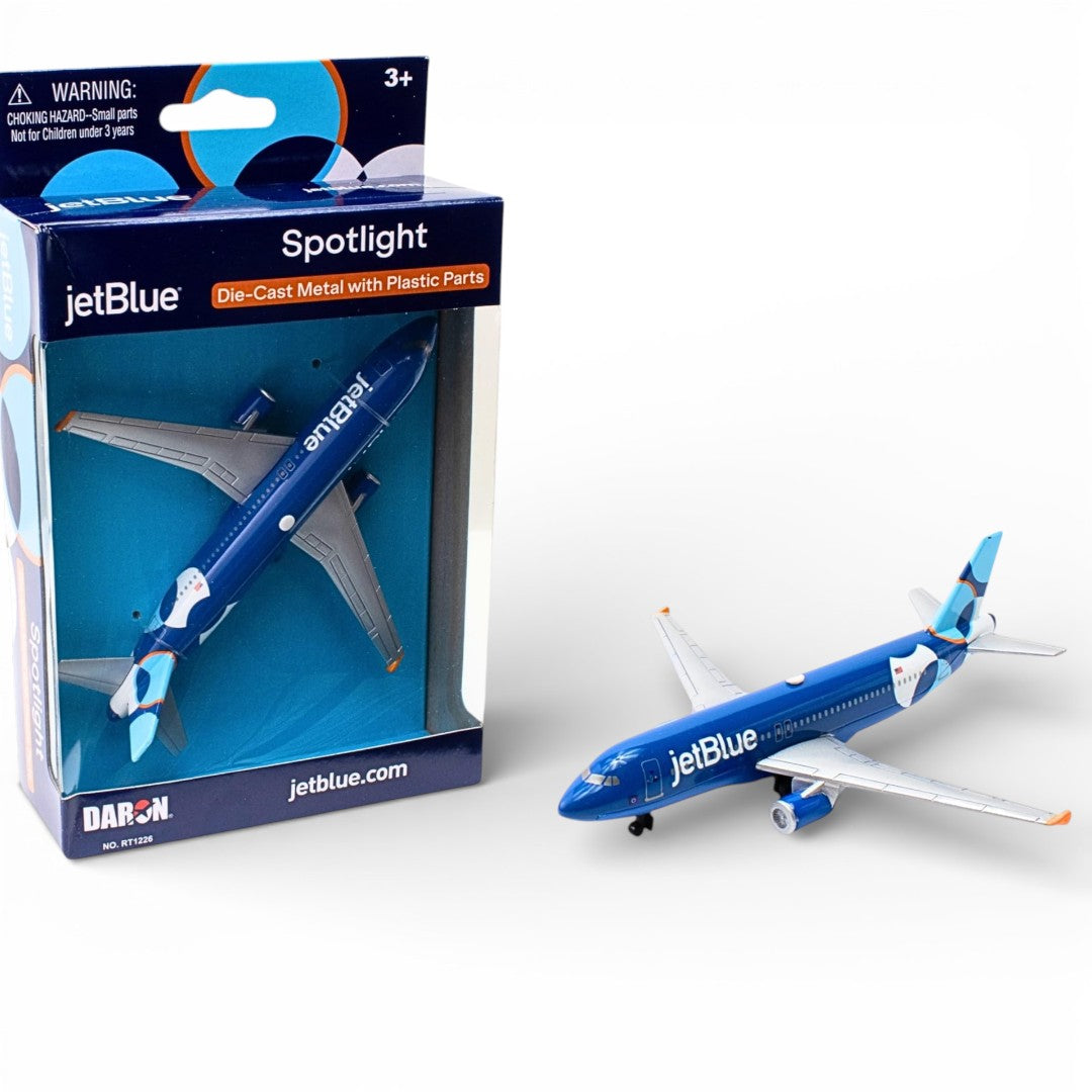 Daron JetBlue “Spotlight” Diecast Airplane Model (14CM)– JetBlue Blue Livery Metal Aircraft Toy (3+)